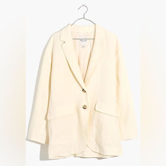 Madewell Larsen Relaxed Blazer Cotton/Linen Antique Cream - Picture 1 of 7